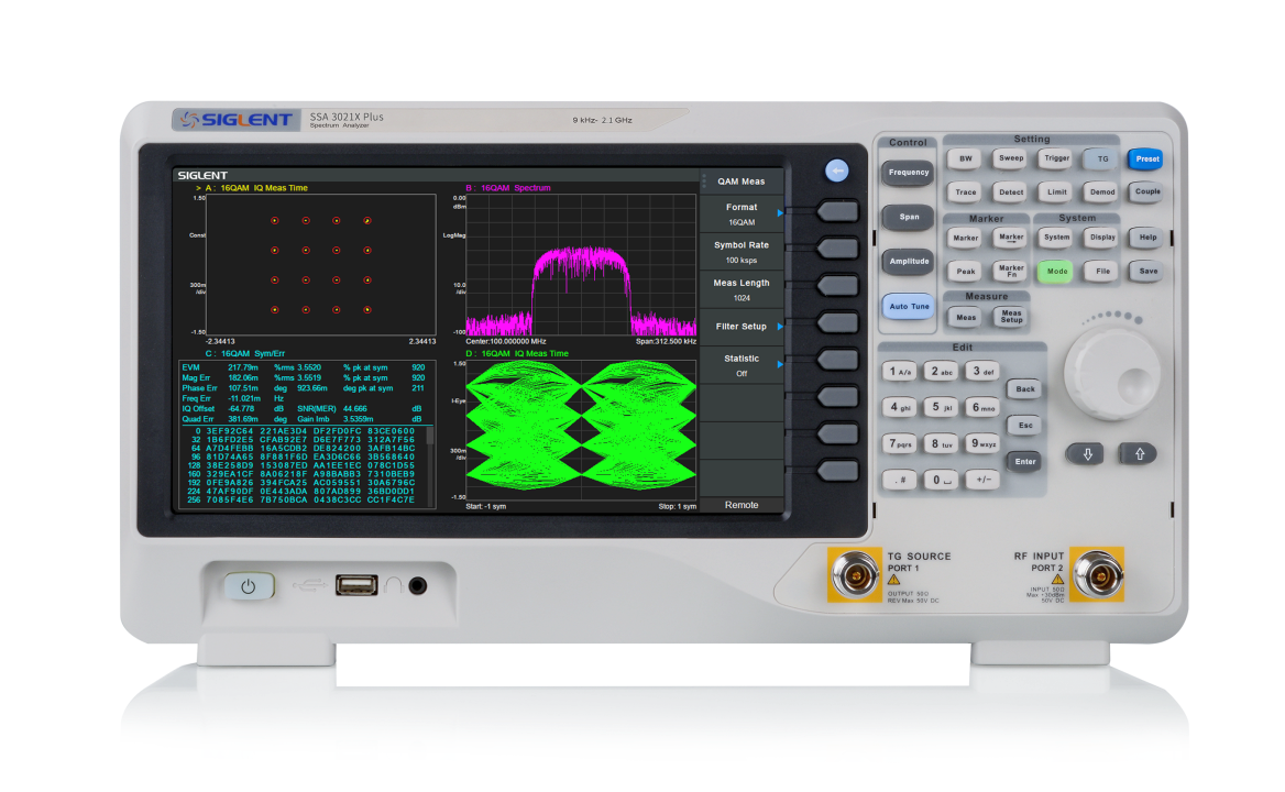 Siglent SSA3021X Plus Spektrumanalyzer / Das SSA3021X Plus ist ein leistungsstarker Spektrumanalyzer für die HF-Signal- und Netzwerkanalyse.